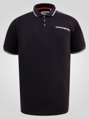 D555 Potts Jersey Polo With Jacquard Collar & Cuffs Zwart