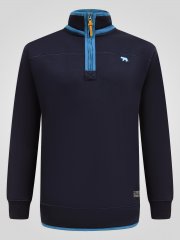D555 Conway 2 1/4 Zip Neck Fleece Sweatshirt With Bear Logo Navyblauw