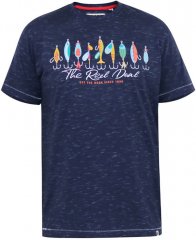 D555 Cropwell T-shirt met visprint donkerblauw