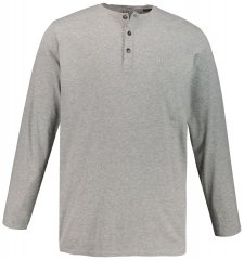 JP1880 702555 Henley T-shirt met lange mouwen Grijs gemêleerd