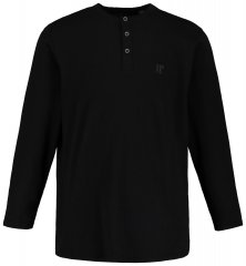 JP1880 702555 Henley T-shirt met lange mouwen Zwart