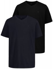 JP1880 711318 T-shirt met V-hals 2-pack Zwart/Donkerblauw