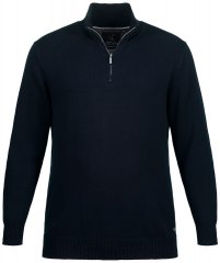 JP1880 716842 Gebreide trui met halve rits Donkerblauw