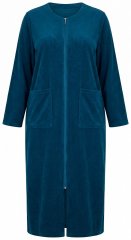 Ulla Popken 749967 Badstof badjas met rits Petrol
