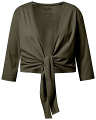 Ulla Popken 794514 Jersey bolero met knoop Donkergroen