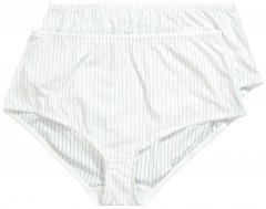 Ulla Popken 800279 Gestreepte slips 2-pack Wit