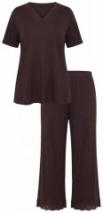 Ulla Popken 806944 Pyjama met korte mouwen Bruin