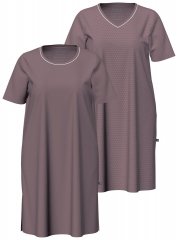 Ulla Popken 819289 Nachthemd met korte mouwen 2-pack Bruin