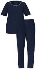 Ulla Popken 821244 Pyjama met stippen Donkerblauw