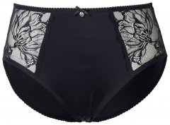 Ulla Popken 822864 Gebloemde slips met kant Zwart