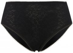 Ulla Popken 825790 Gebloemde slips met kant Zwart