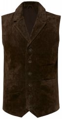 JP1880 827437 Suède gilet met revers Donkerbruin