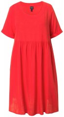 Ulla Popken 829837 Jurk van linnenmix met korte mouwen Rood