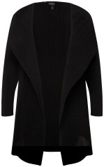 Ulla Popken 830749 Open geplisseerde blazer met brede revers Zwart
