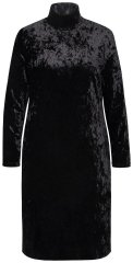 Ulla Popken 834234 Fluwelen jurk met col Zwart