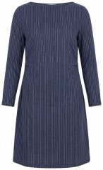 Ulla Popken 834371 Gestreepte sweatjurk Donkerblauw
