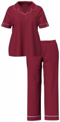 Ulla Popken 835397 Pyjama met korte mouwen en overhemdkraag Lila