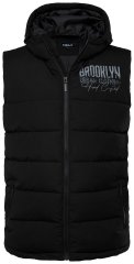 Men+ 442 Bodywarmer gewatteerd met capuchon en print Zwart
