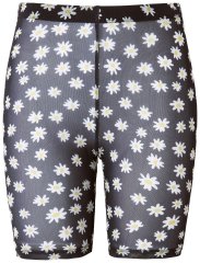 Ulla Popken 836803 Gebloemde anti-schuur shorts Zwart
