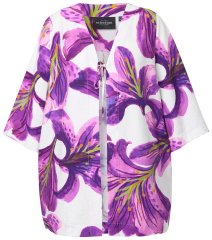 Ulla Popken 838105 Open vest met strik Violet