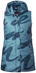 Ulla Popken 838435 Lang gewatteerd vest met print Grijsgroen