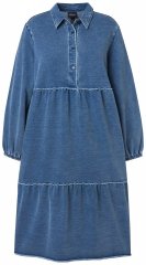 Ulla Popken 840972 Sweatjurk met ruches Indigo