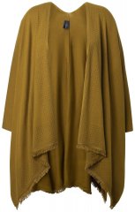 Ulla Popken 841117 Oversized gebreide poncho met strass Olijfgroen