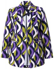 Ulla Popken 842680 Bedrukte jersey blazer van punto di roma Donkerblauw
