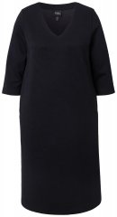 Ulla Popken 843326 Sweatjurk met driekwartmouwen Zwart