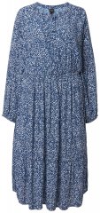 Ulla Popken 844594 Gebloemde midi-jurk Donkerblauw