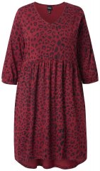 Ulla Popken 844945 A-lijn jersey jurk met V-hals Pruim