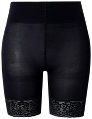 Ulla Popken 845319 Anti-schuur shorts met kant Zwart