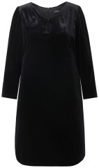 Ulla Popken 845573 Fluwelen jurk met lange mouwen Zwart