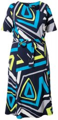 Ulla Popken 847324 Bedrukte midi-jurk Donkerblauw