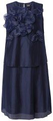 Ulla Popken 847918 Gebloemde chiffon jurk Donkerblauw