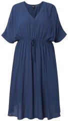 Ulla Popken 848224 Midi-jurk met trekkoord Donkerblauw