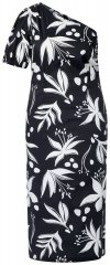 Ulla Popken 848510 Gebloemde midi-jurk Zwart