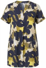 Ulla Popken 848710 Gebloemde jurk met zakken Donkerblauw