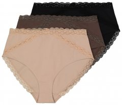 Ulla Popken 848803 Slips met kant 3-pack Zwart