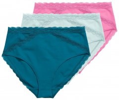 Ulla Popken 848803 Slips met kant 3-pack Petrol