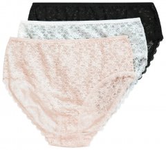 Ulla Popken 849194 Gebloemde slips met kant 3-pack Zwart