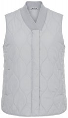 Ulla Popken 849221 Gewatteerd vest met geribde kraag Grijs