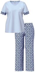 Ulla Popken 849850 Pyjama met ruitjes Lichtblauw