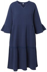 Ulla Popken 849856 Jurk met ruches Donkerblauw