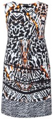 Ulla Popken 850175 Mouwloze jersey jurk met zakken Zwart