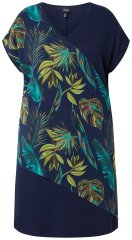 Ulla Popken 850393 Bedrukte chiffon jurk Donkerblauw