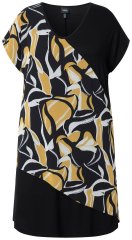 Ulla Popken 850406 Bedrukte chiffon jurk Zwart