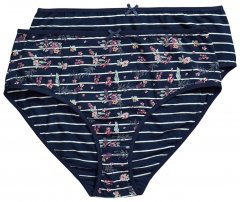 Ulla Popken 850538 Gebloemde slips van biologisch katoen 2-pack Donkerblauw