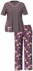 Ulla Popken 850903 Pyjama met bloemenprint 2-pack Bruin