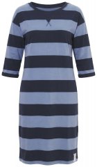 Ulla Popken 850958 Gestreepte sweatjurk met driekwartmouwen Donkerblauw